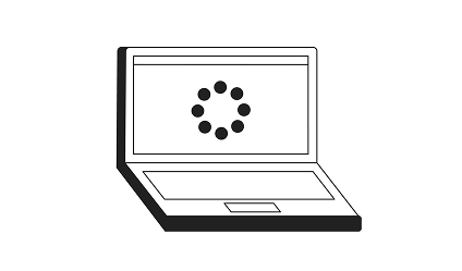 black and white icon for laptop with ecommerce