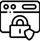 black and white icon of security implementation
