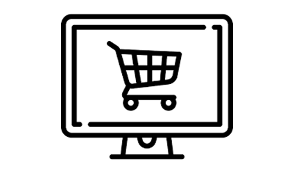 black and white icon of innovative ecommerce on laptop