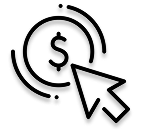 black and white icon for pay per click management