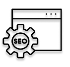 black and white icon for technical seo