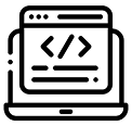 black and white icon of development and integration