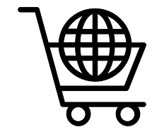 black and white icon for ecommerce global expansion