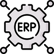 black and white icon for erp systems