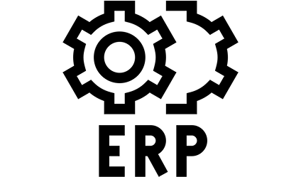 black and white icon for erp integration
