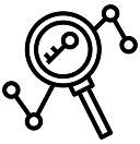 black and white icon for keyword research