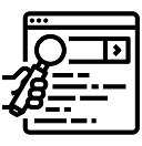 black and white icon for technical seo