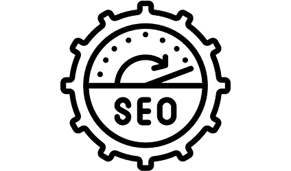 black and white icon for seo gear