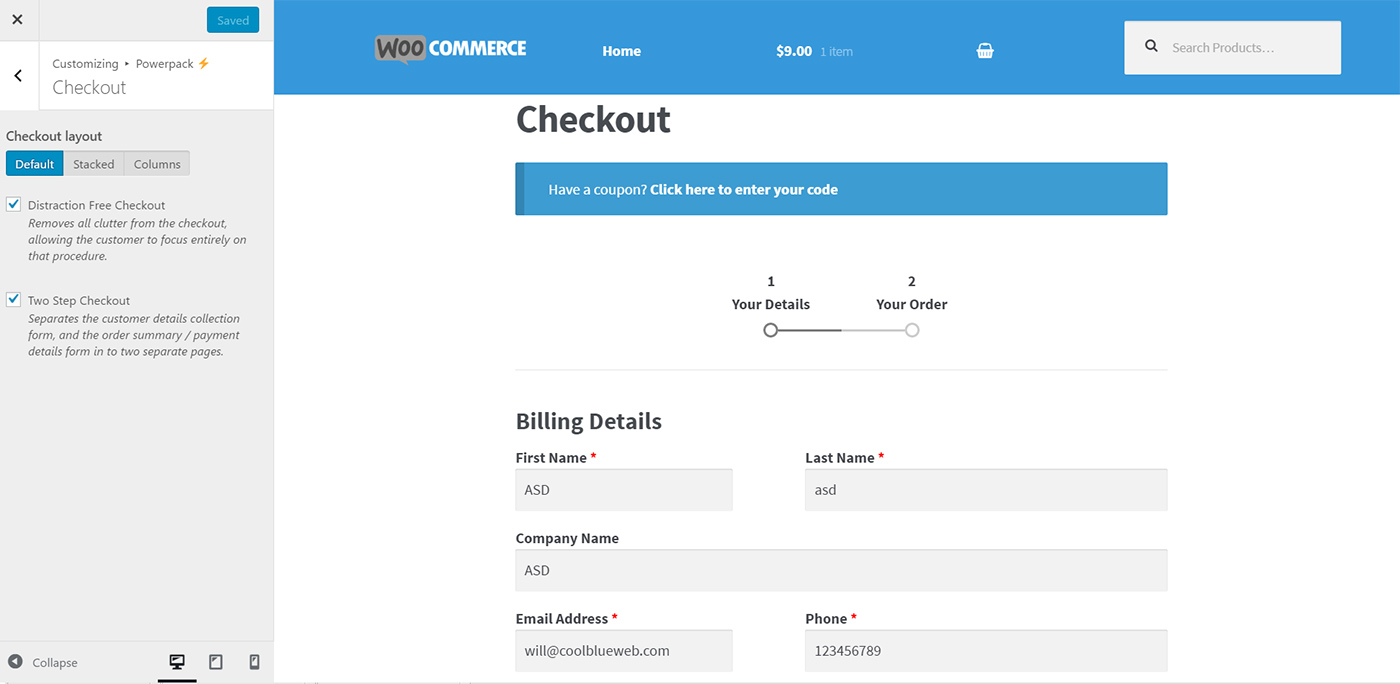 PowerPack update checkout example