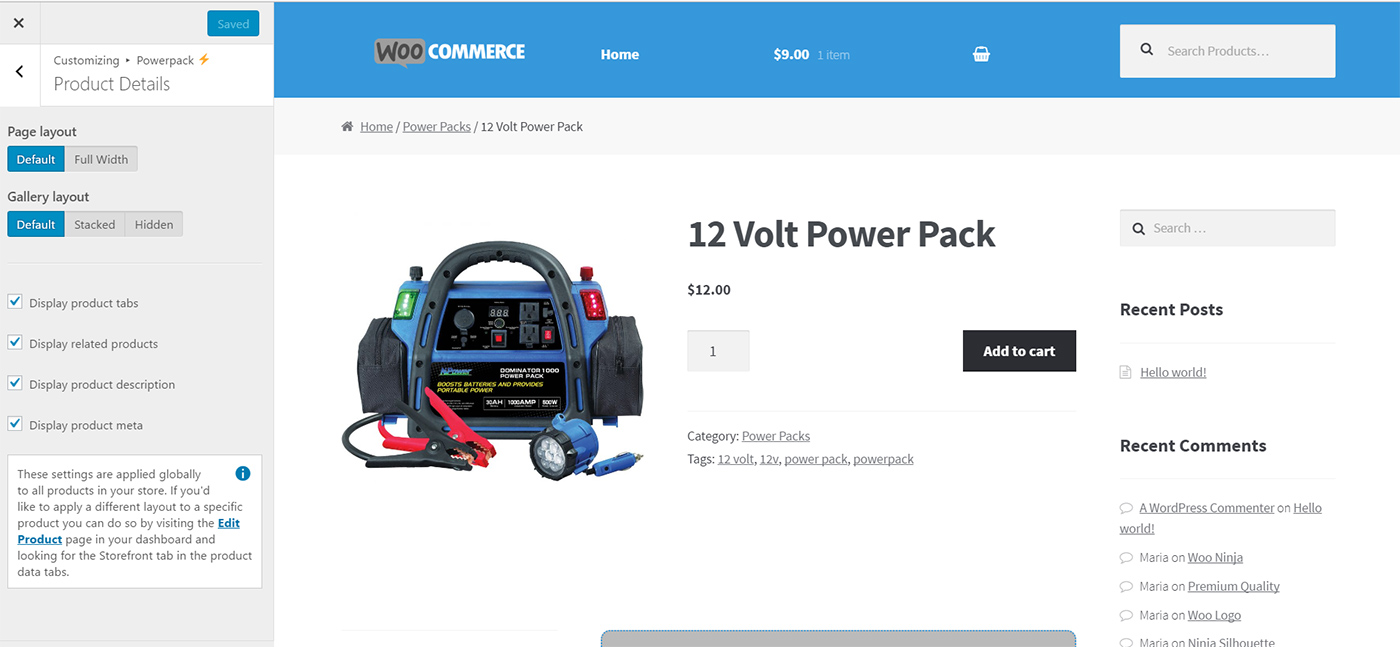 PowerPack update site width example