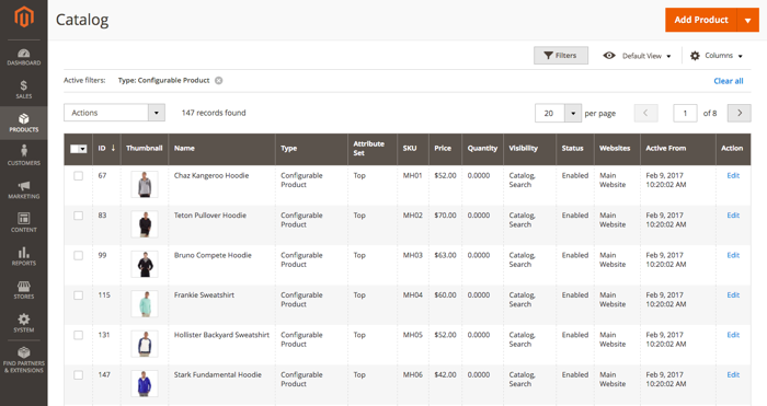 Screenshot of Magento 2 product admin