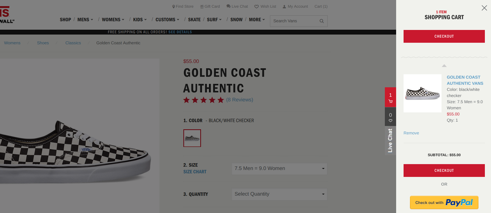 Example of Encouraging Checkout